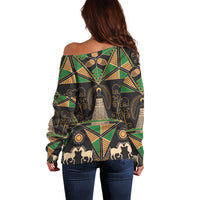 Ukraine Pysanky Pattern Off Shoulder Sweater Berehynia Guardian Folk Art