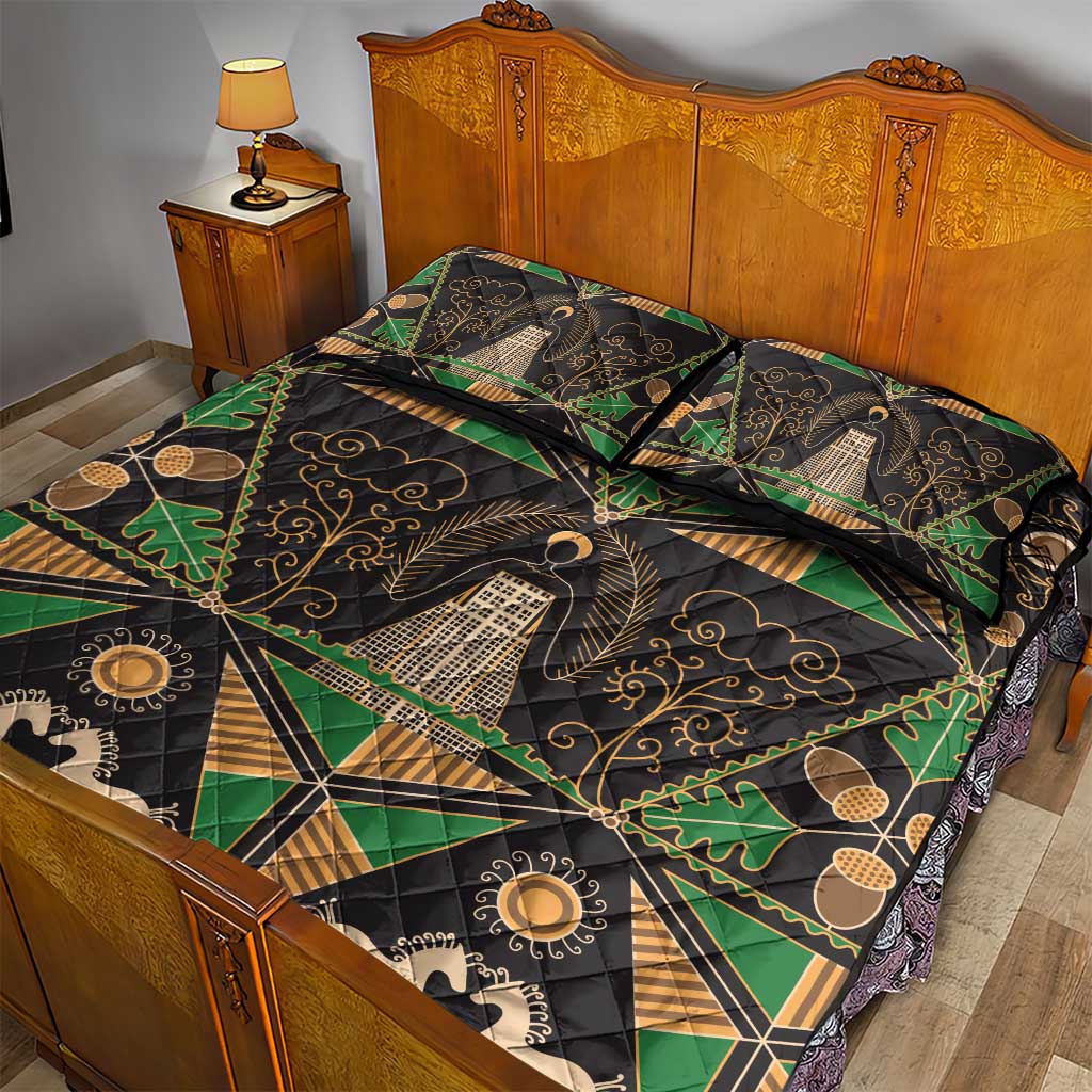 Ukraine Pysanky Pattern Quilt Bed Set Berehynia Guardian Folk Art