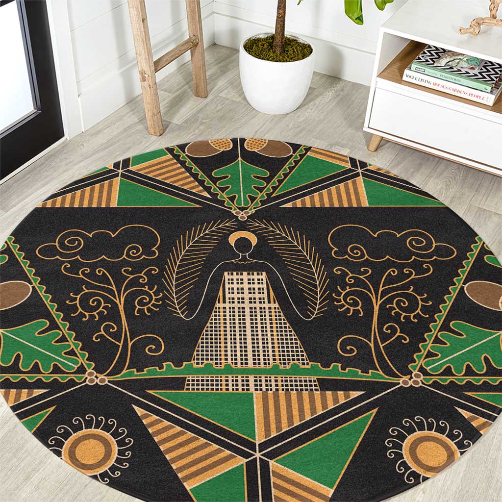 Ukraine Pysanky Pattern Round Carpet Berehynia Guardian Folk Art