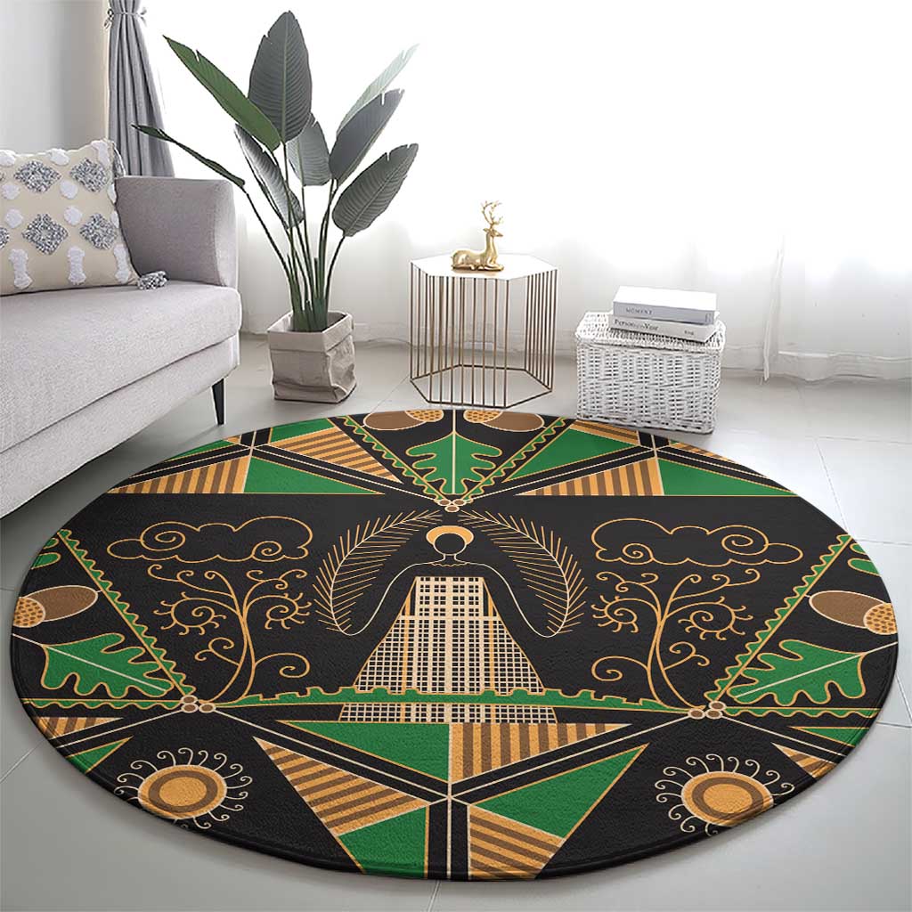 Ukraine Pysanky Pattern Round Carpet Berehynia Guardian Folk Art