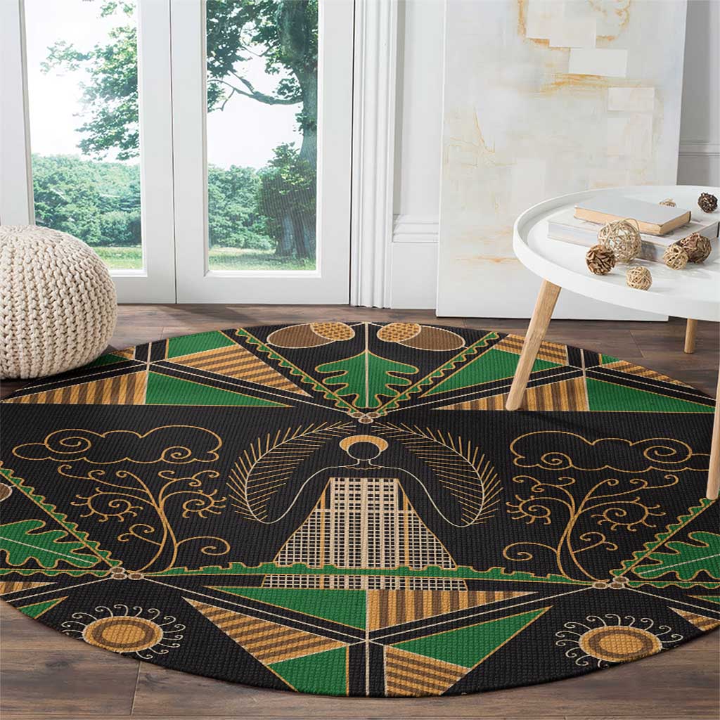 Ukraine Pysanky Pattern Round Carpet Berehynia Guardian Folk Art