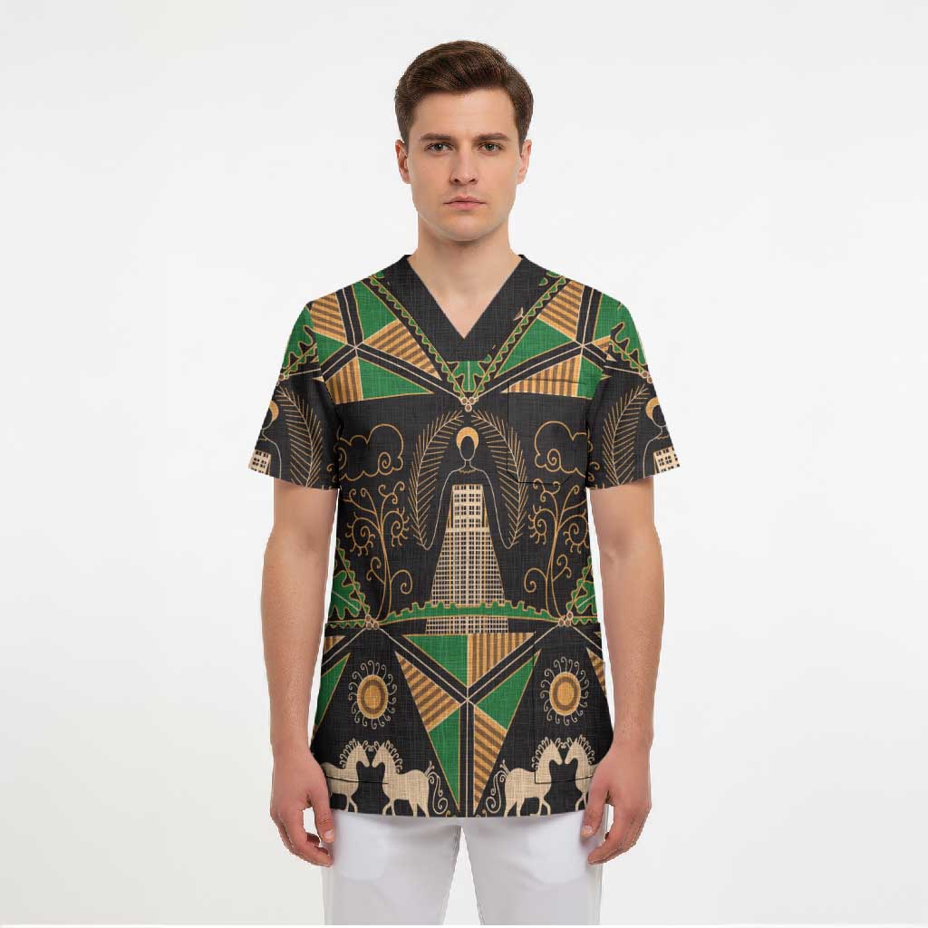 Ukraine Pysanky Pattern Scrub Top Berehynia Guardian Folk Art