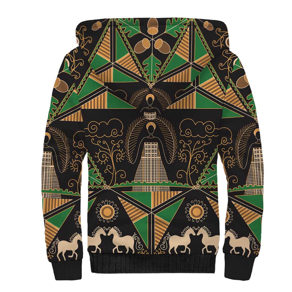 Ukraine Pysanky Pattern Sherpa Hoodie Berehynia Guardian Folk Art