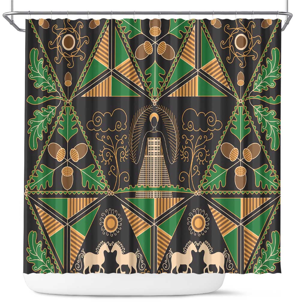 Ukraine Pysanky Pattern Shower Curtain Berehynia Guardian Folk Art