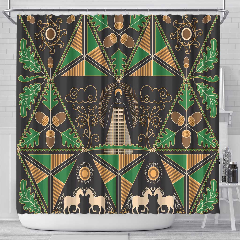 Ukraine Pysanky Pattern Shower Curtain Berehynia Guardian Folk Art