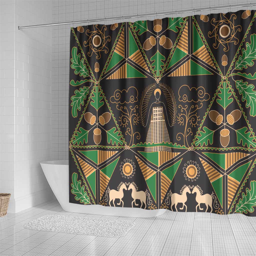 Ukraine Pysanky Pattern Shower Curtain Berehynia Guardian Folk Art