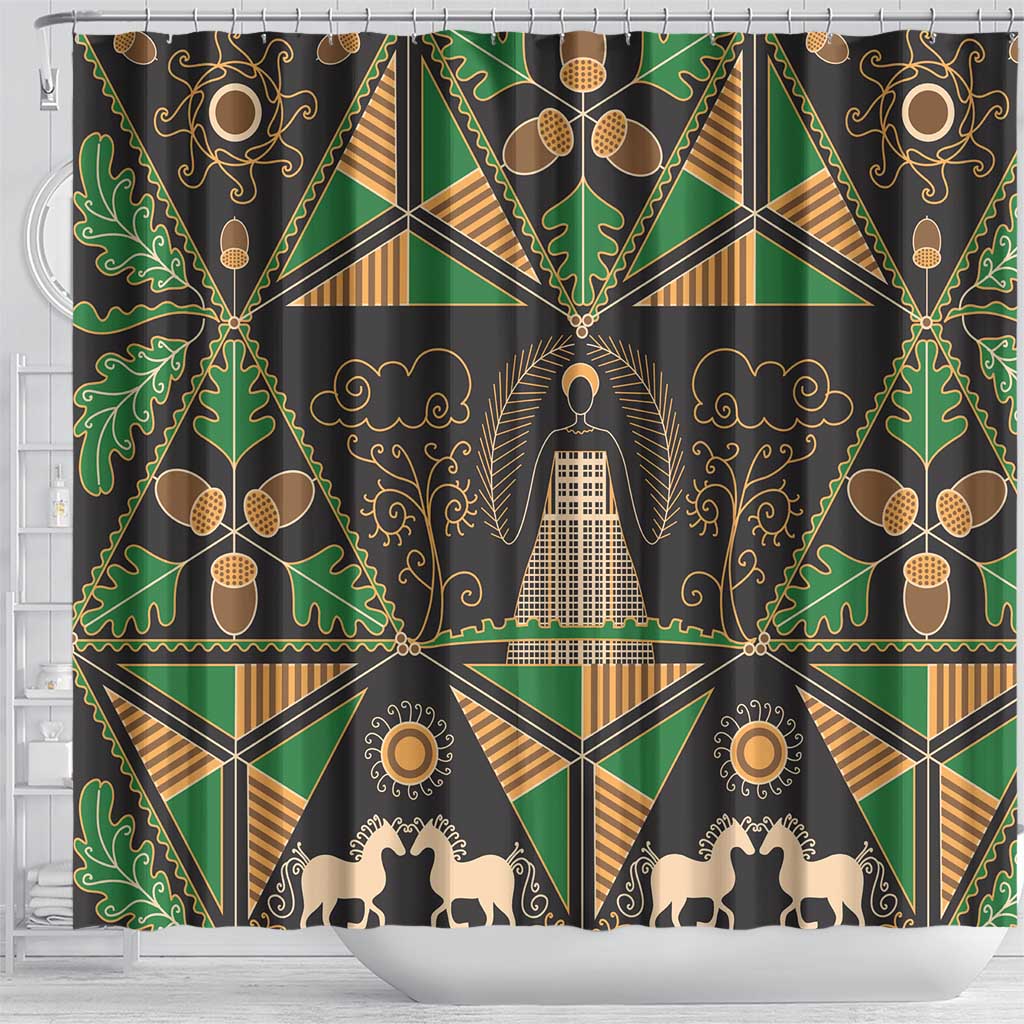 Ukraine Pysanky Pattern Shower Curtain Berehynia Guardian Folk Art