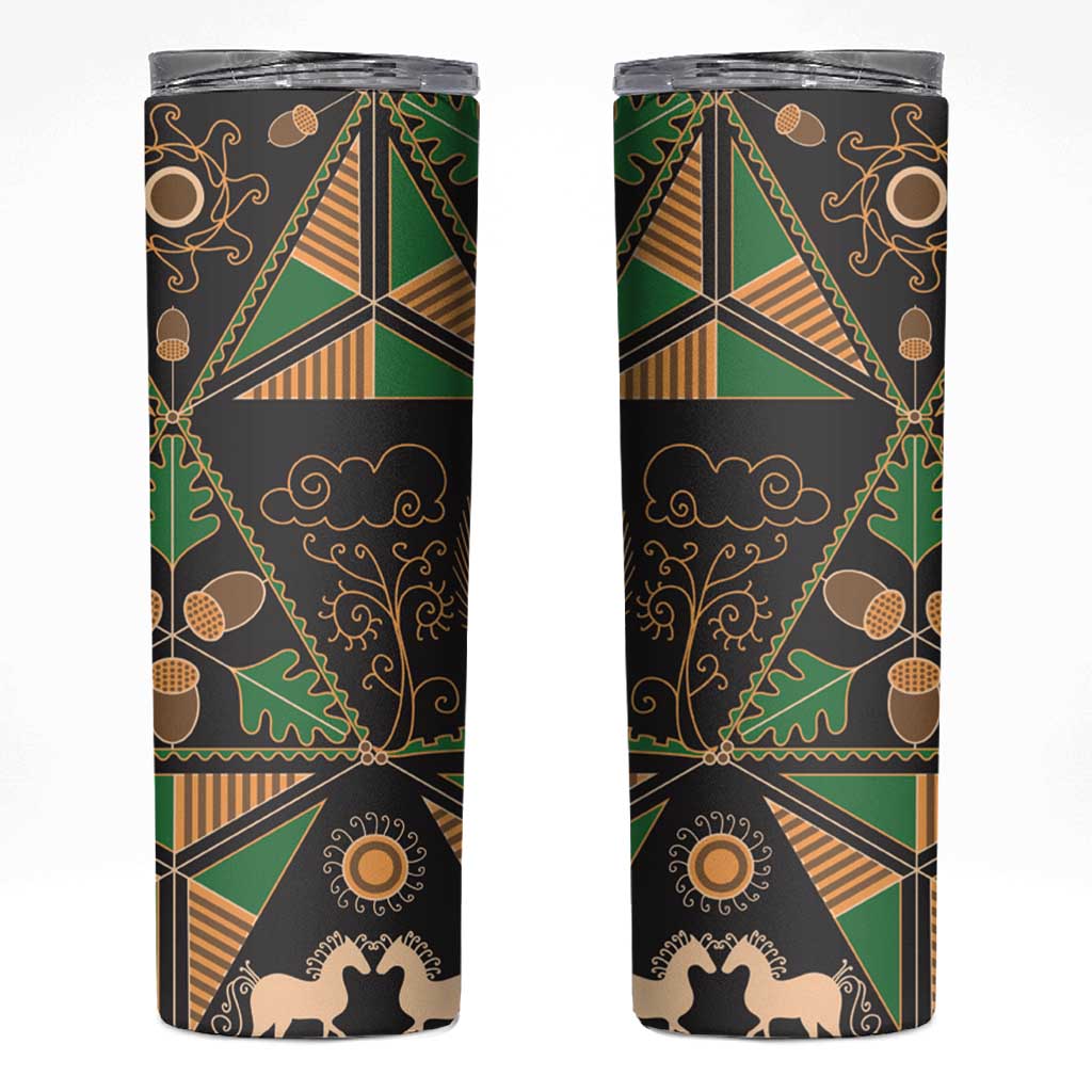Ukraine Pysanky Pattern Skinny Tumbler Berehynia Guardian Folk Art