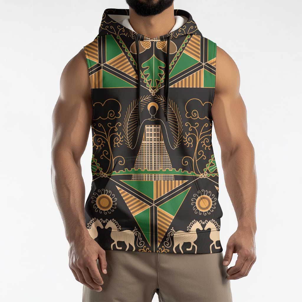 Ukraine Pysanky Pattern Sleeveless Hoodie Berehynia Guardian Folk Art