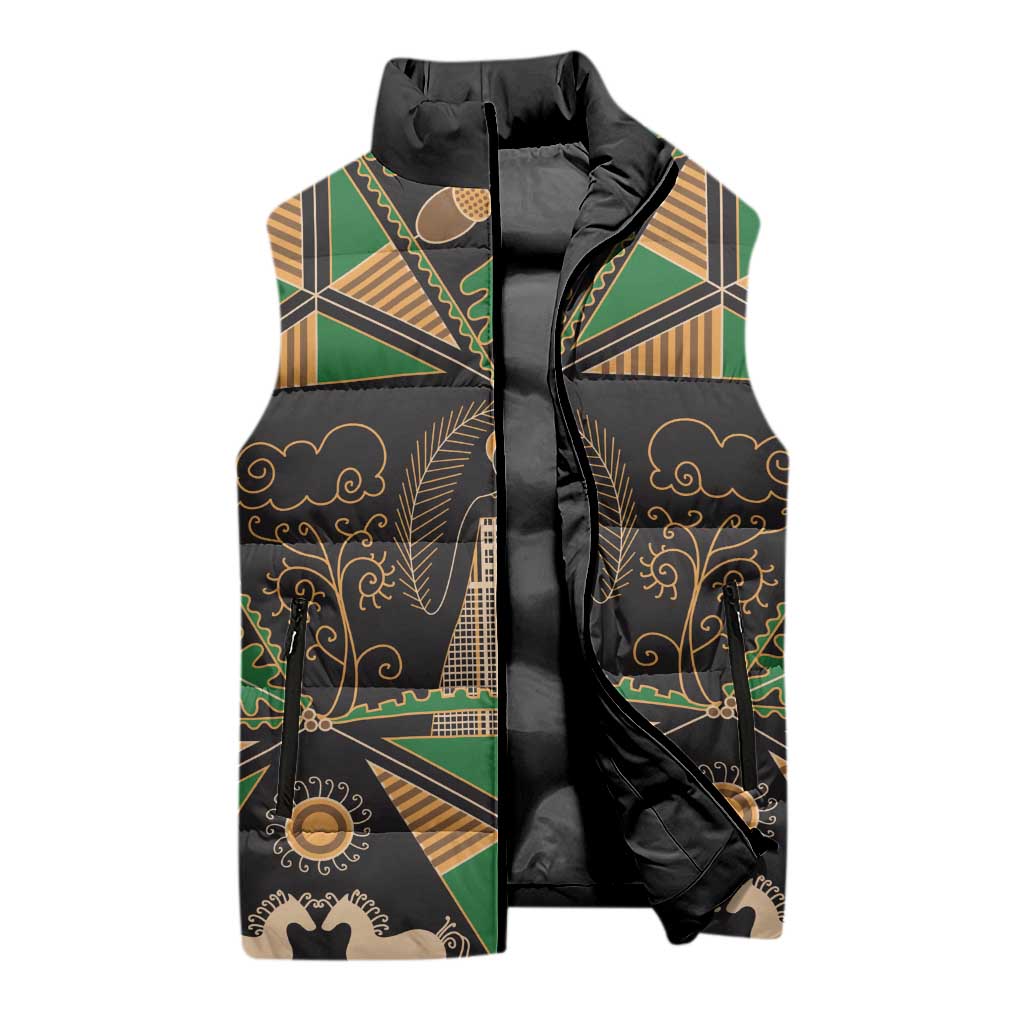 Ukraine Pysanky Pattern Sleeveless Puffer Jacket Berehynia Guardian Folk Art