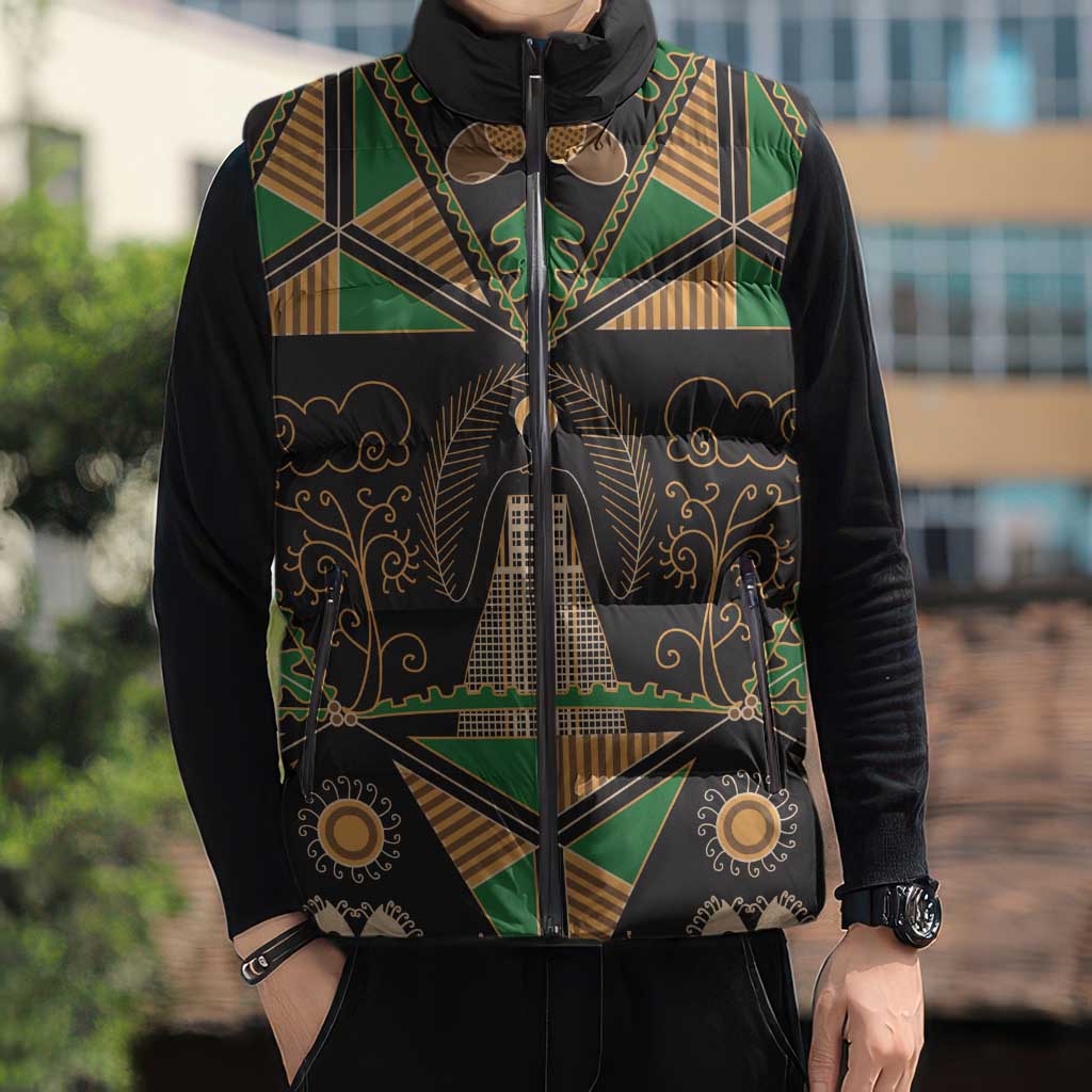 Ukraine Pysanky Pattern Sleeveless Puffer Jacket Berehynia Guardian Folk Art
