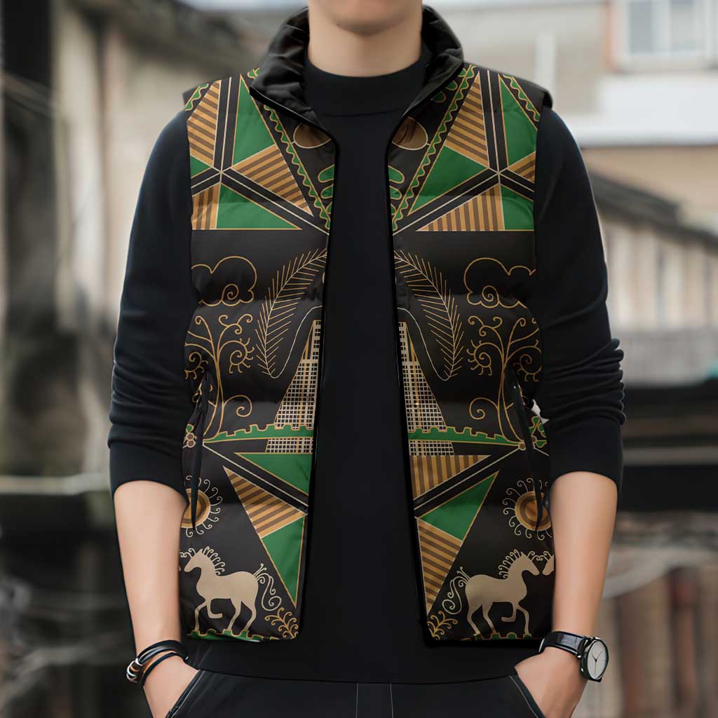 Ukraine Pysanky Pattern Sleeveless Puffer Jacket Berehynia Guardian Folk Art