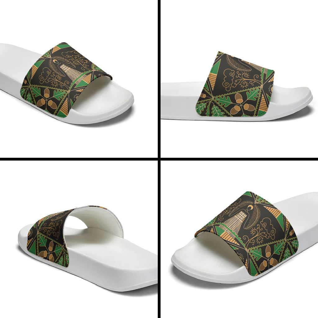 Ukraine Pysanky Pattern Slide Sandals Berehynia Guardian Folk Art