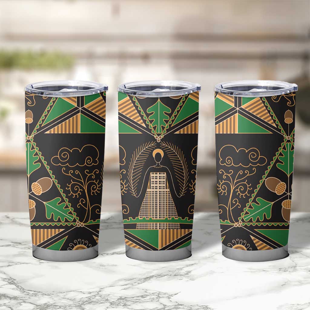 Ukraine Pysanky Pattern Tumbler Cup Berehynia Guardian Folk Art