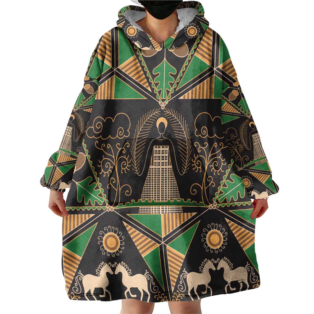 Ukraine Pysanky Pattern Wearable Blanket Hoodie Berehynia Guardian Folk Art