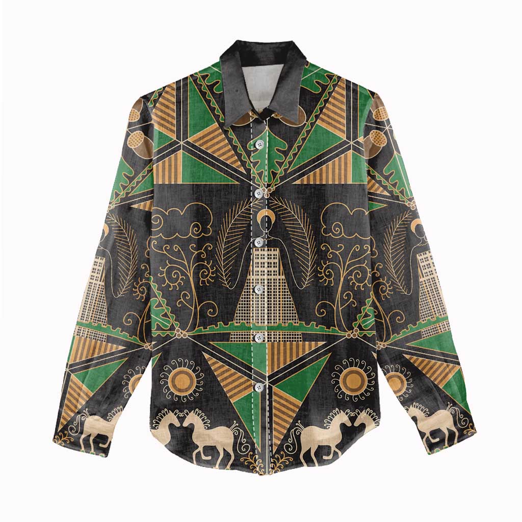 Ukraine Pysanky Pattern Women Casual Shirt Berehynia Guardian Folk Art