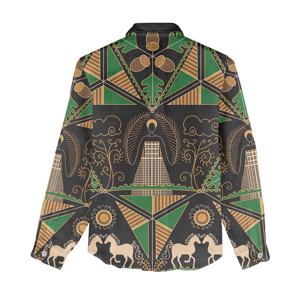 Ukraine Pysanky Pattern Women Casual Shirt Berehynia Guardian Folk Art