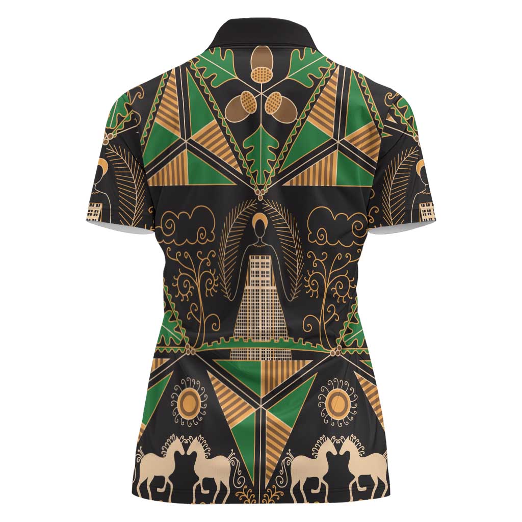 Ukraine Pysanky Pattern Women Polo Shirt Berehynia Guardian Folk Art