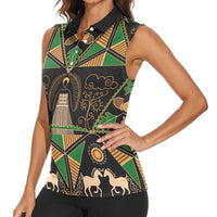Ukraine Pysanky Pattern Women Sleeveless Polo Shirt Berehynia Guardian Folk Art