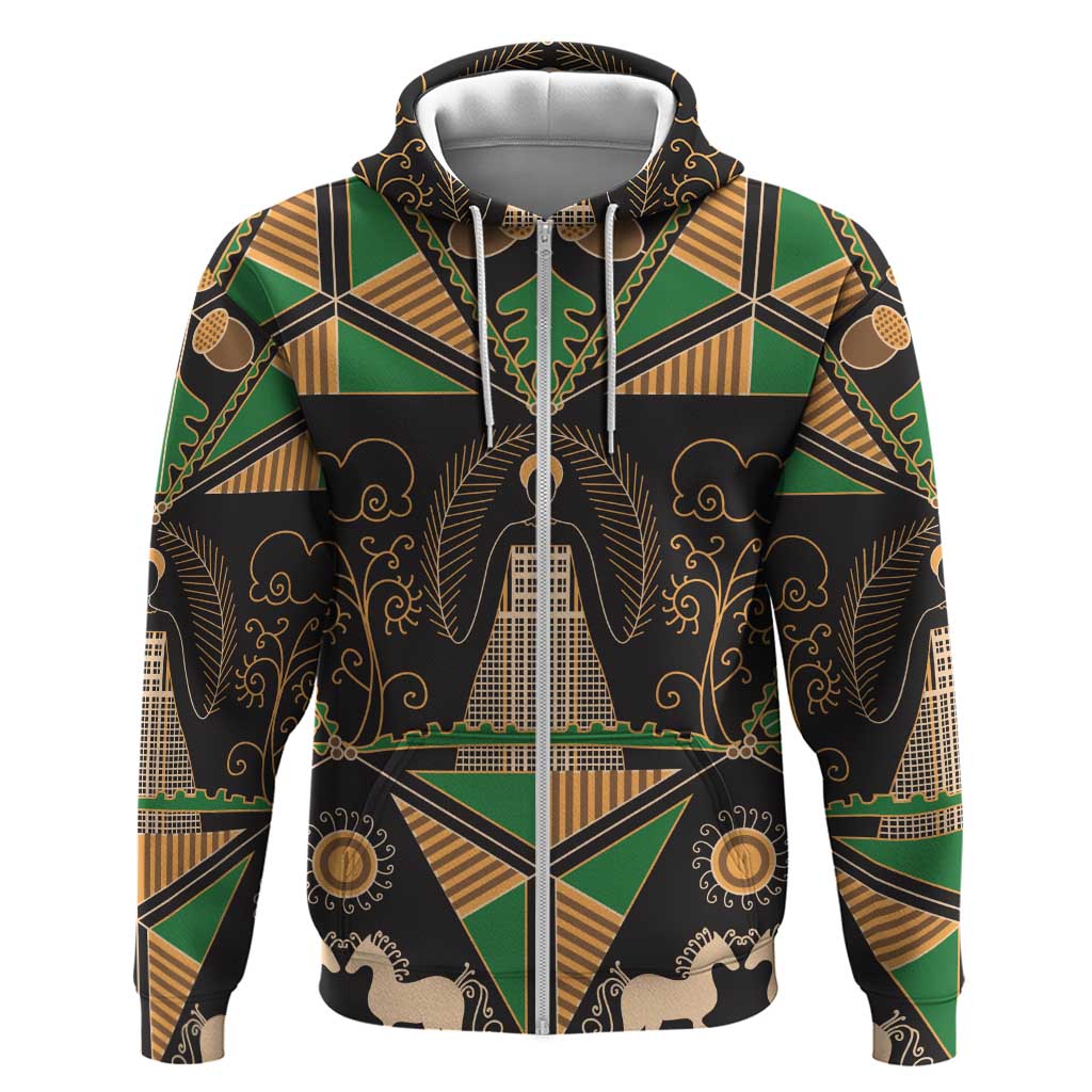 Ukraine Pysanky Pattern Zip Hoodie Berehynia Guardian Folk Art