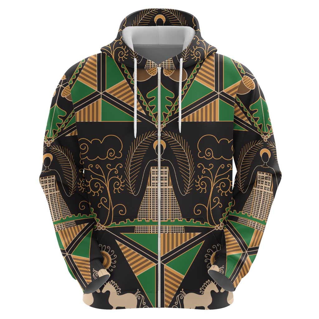 Ukraine Pysanky Pattern Zip Hoodie Berehynia Guardian Folk Art