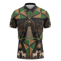 Ukraine Pysanky Pattern Zipper Polo Shirt Berehynia Guardian Folk Art