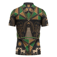 Ukraine Pysanky Pattern Zipper Polo Shirt Berehynia Guardian Folk Art
