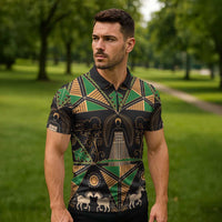 Ukraine Pysanky Pattern Zipper Polo Shirt Berehynia Guardian Folk Art