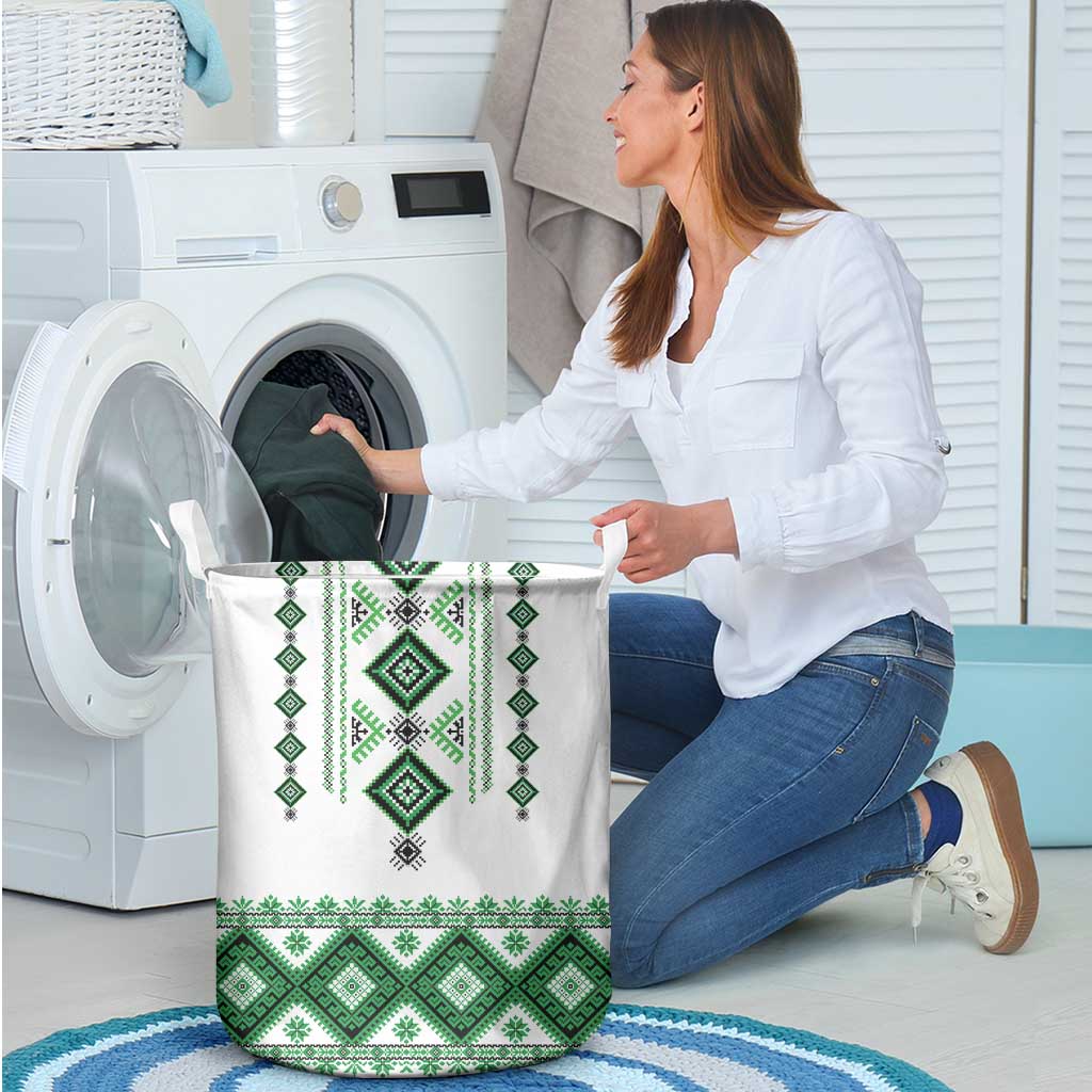 Ukraine Vyshyvanka Inspired Laundry Basket Ukrainian Traditional Folk Pattern