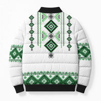 Ukraine Vyshyvanka Inspired Bomber Puffer Jacket Ukrainian Traditional Folk Pattern