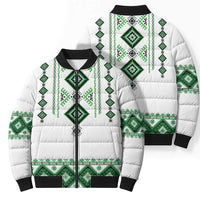 Ukraine Vyshyvanka Inspired Bomber Puffer Jacket Ukrainian Traditional Folk Pattern