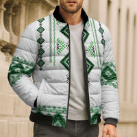 Ukraine Vyshyvanka Inspired Bomber Puffer Jacket Ukrainian Traditional Folk Pattern