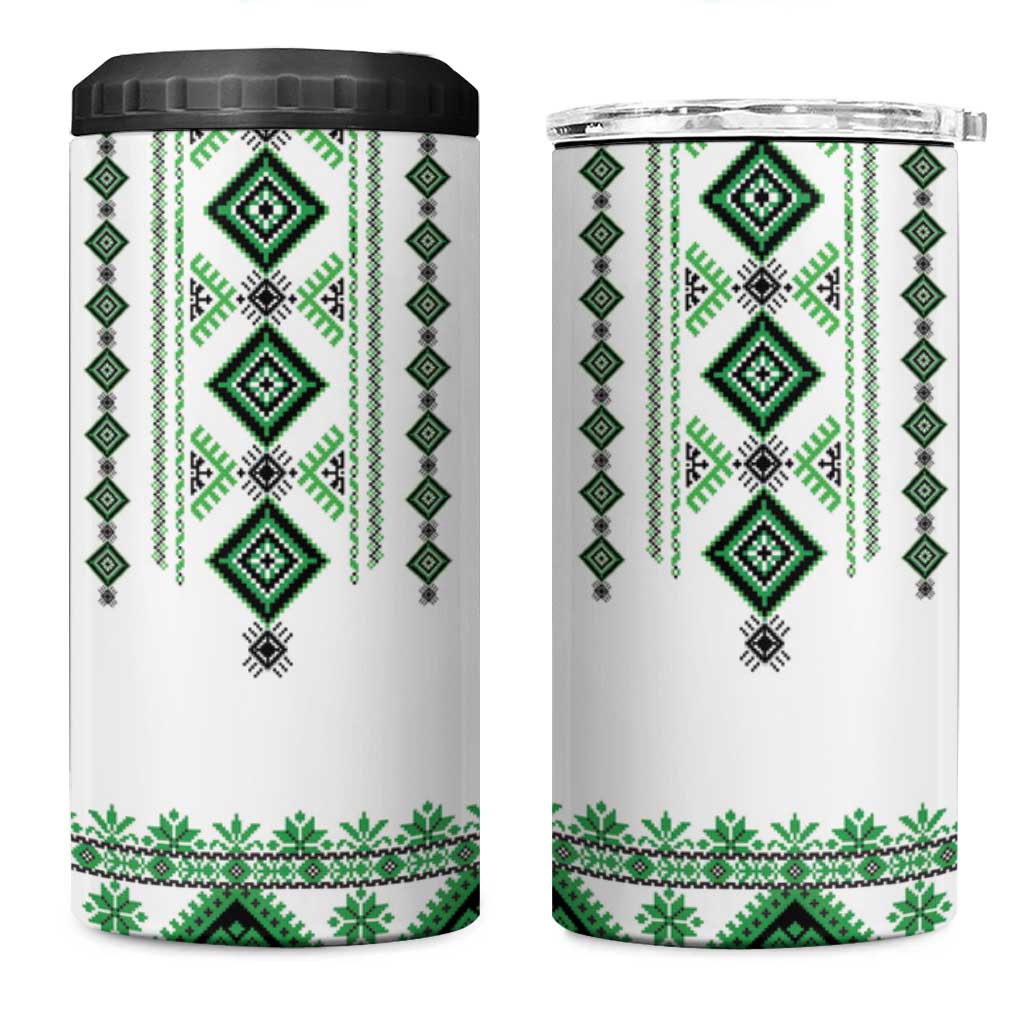 Ukraine Vyshyvanka Inspired 4 in 1 Can Cooler Tumbler Ukrainian Traditional Folk Pattern