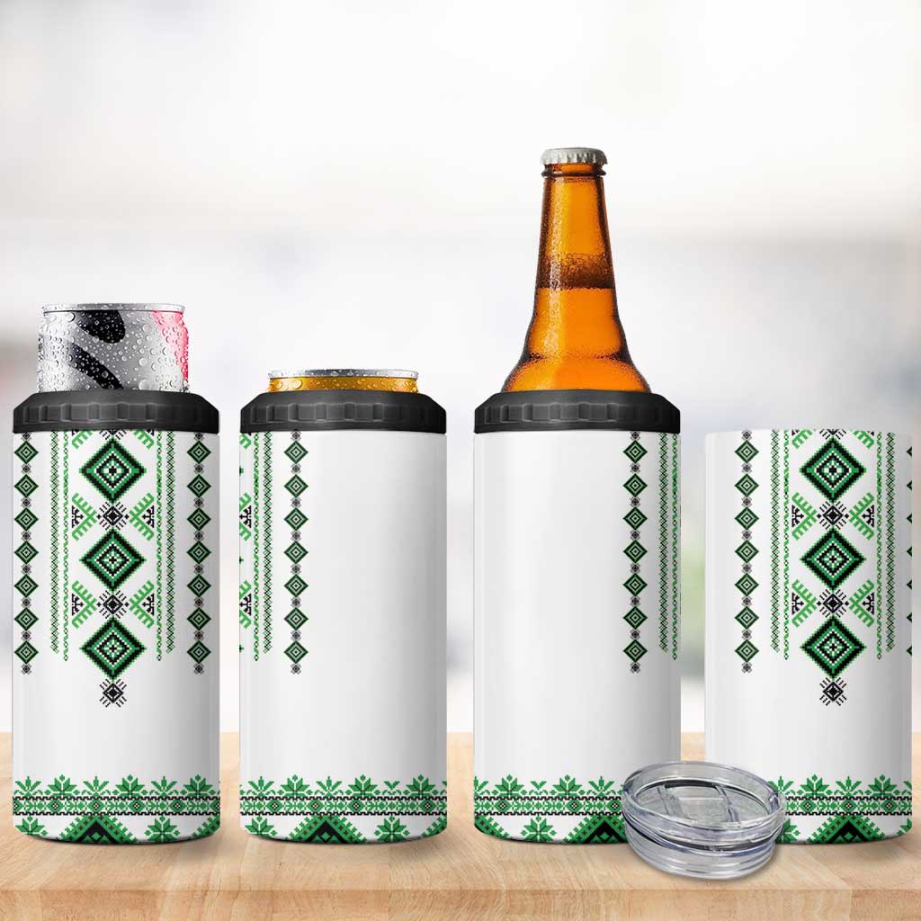 Ukraine Vyshyvanka Inspired 4 in 1 Can Cooler Tumbler Ukrainian Traditional Folk Pattern