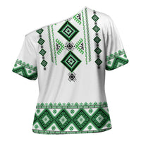 Ukraine Vyshyvanka Inspired Cross Shoulder Shirt Ukrainian Traditional Folk Pattern