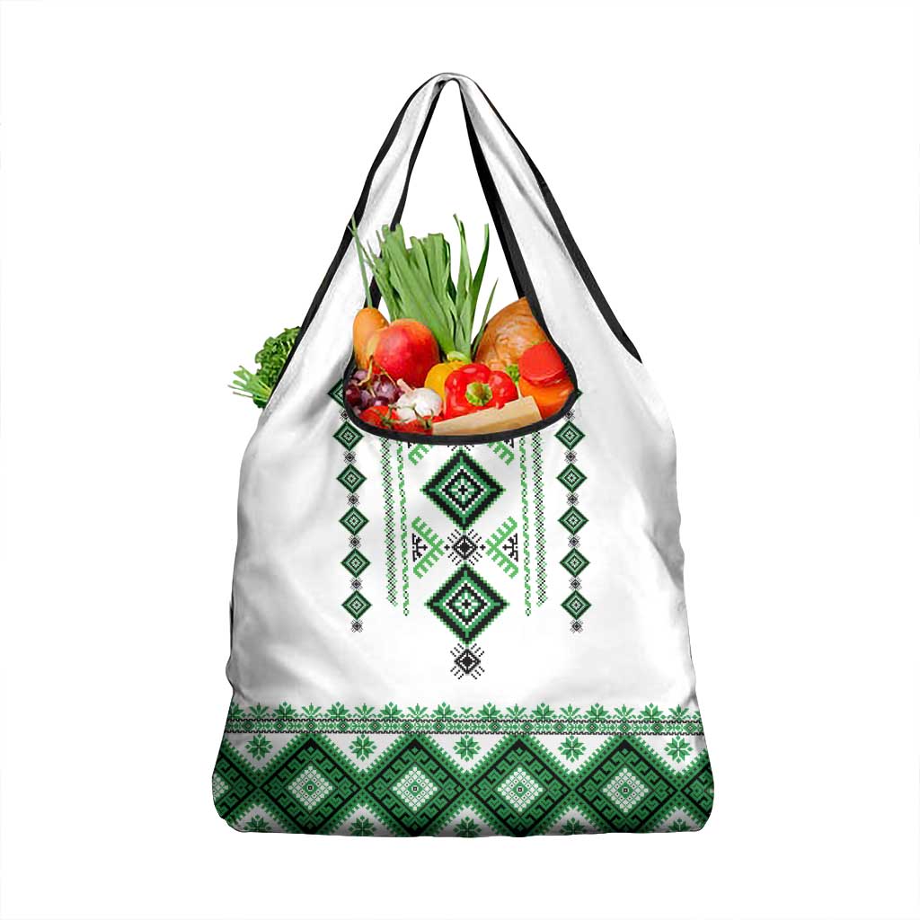 Ukraine Vyshyvanka Inspired Grocery Bag Ukrainian Traditional Folk Pattern
