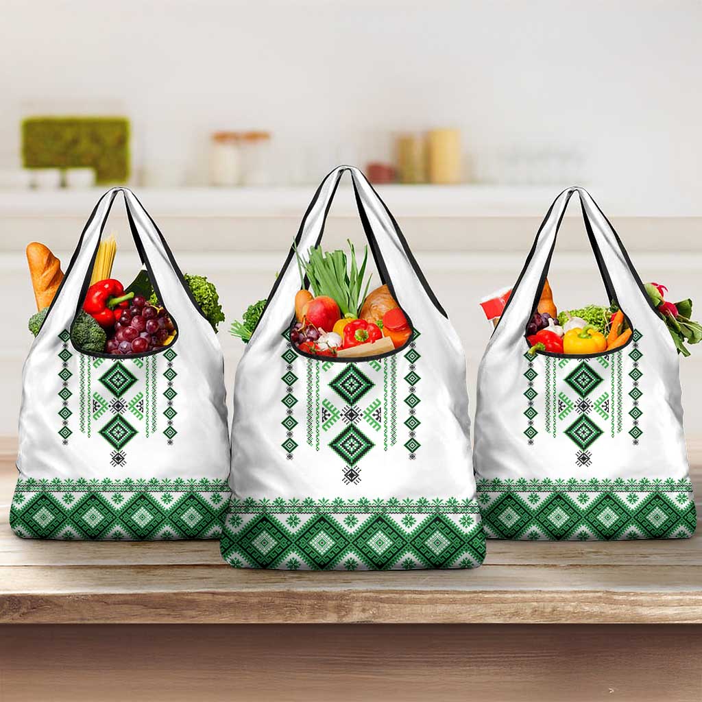 Ukraine Vyshyvanka Inspired Grocery Bag Ukrainian Traditional Folk Pattern