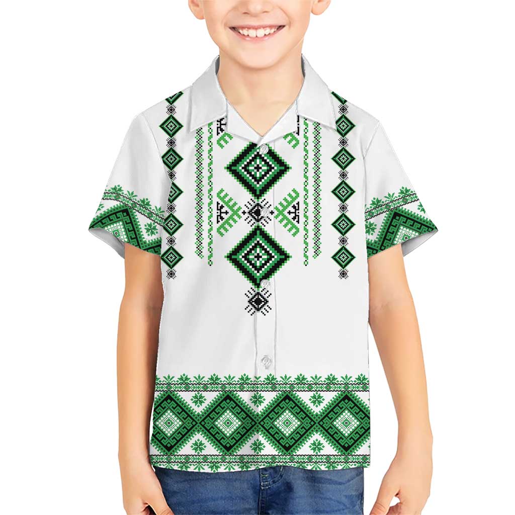 Ukraine Vyshyvanka Inspired Kid Hawaiian Shirt Ukrainian Traditional Folk Pattern
