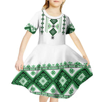 Ukraine Vyshyvanka Inspired Kid Short Sleeve Dress Ukrainian Traditional Folk Pattern
