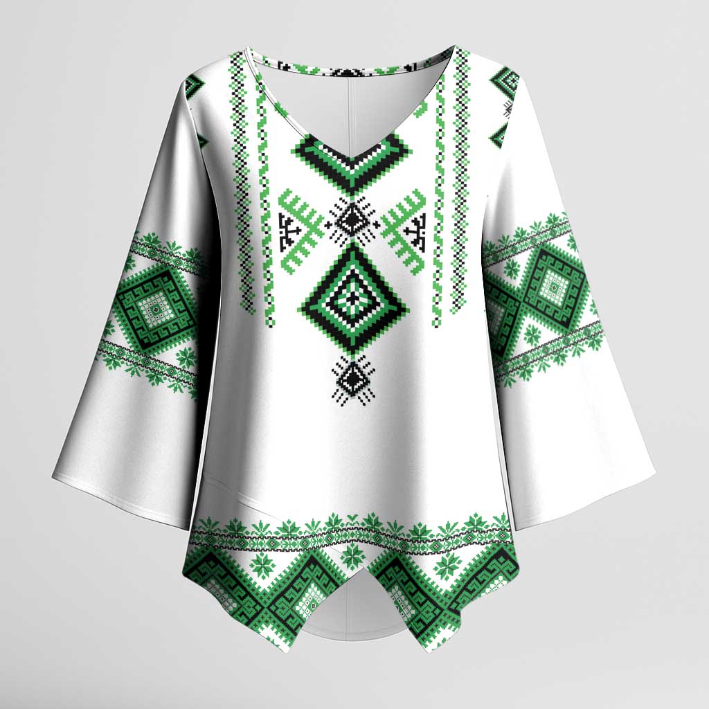 Ukraine Vyshyvanka Inspired Kimono Sleeve Blouse Ukrainian Traditional Folk Pattern