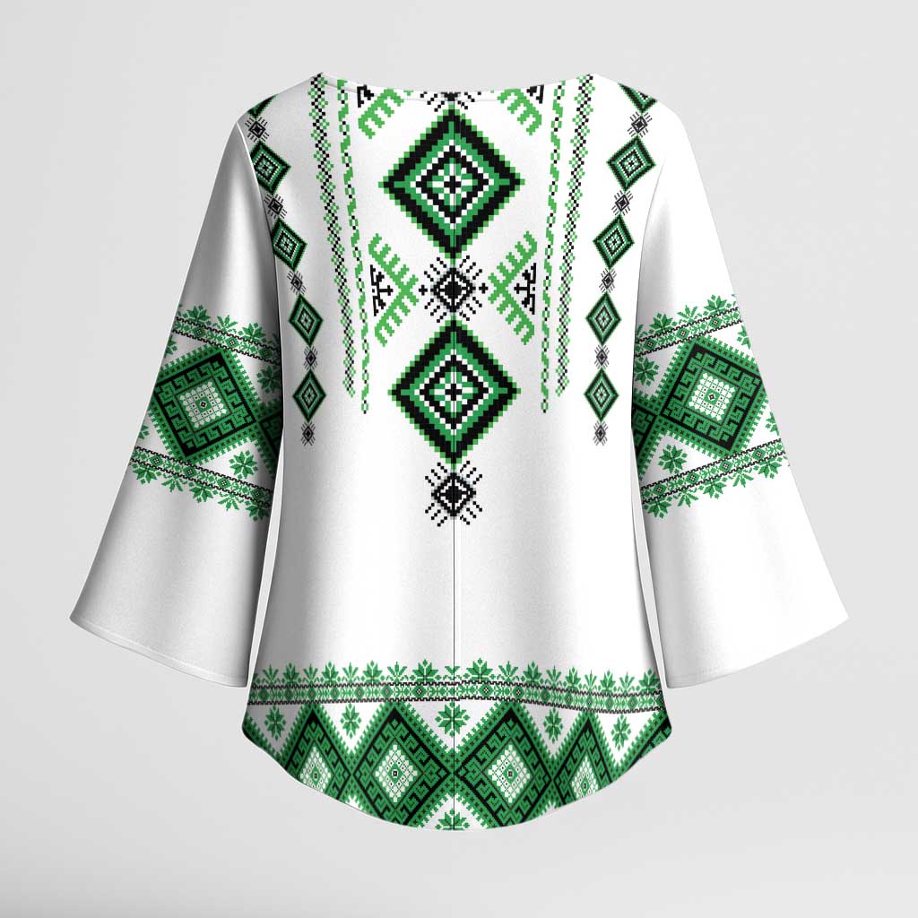 Ukraine Vyshyvanka Inspired Kimono Sleeve Blouse Ukrainian Traditional Folk Pattern