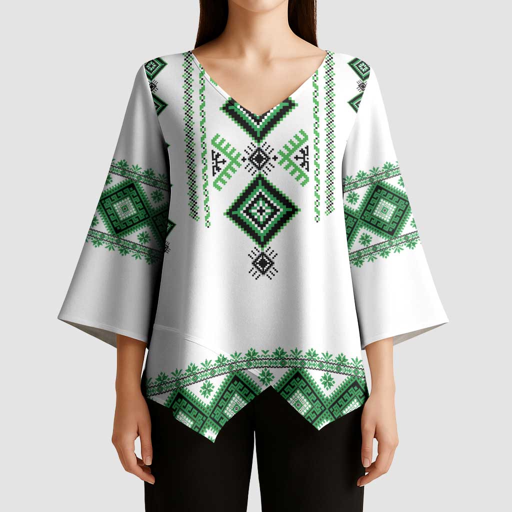 Ukraine Vyshyvanka Inspired Kimono Sleeve Blouse Ukrainian Traditional Folk Pattern