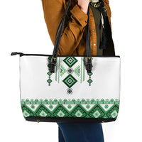 Ukraine Vyshyvanka Inspired Leather Tote Bag Ukrainian Traditional Folk Pattern