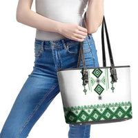 Ukraine Vyshyvanka Inspired Leather Tote Bag Ukrainian Traditional Folk Pattern