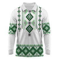 Ukraine Vyshyvanka Inspired Long Sleeve Polo Shirt Ukrainian Traditional Folk Pattern