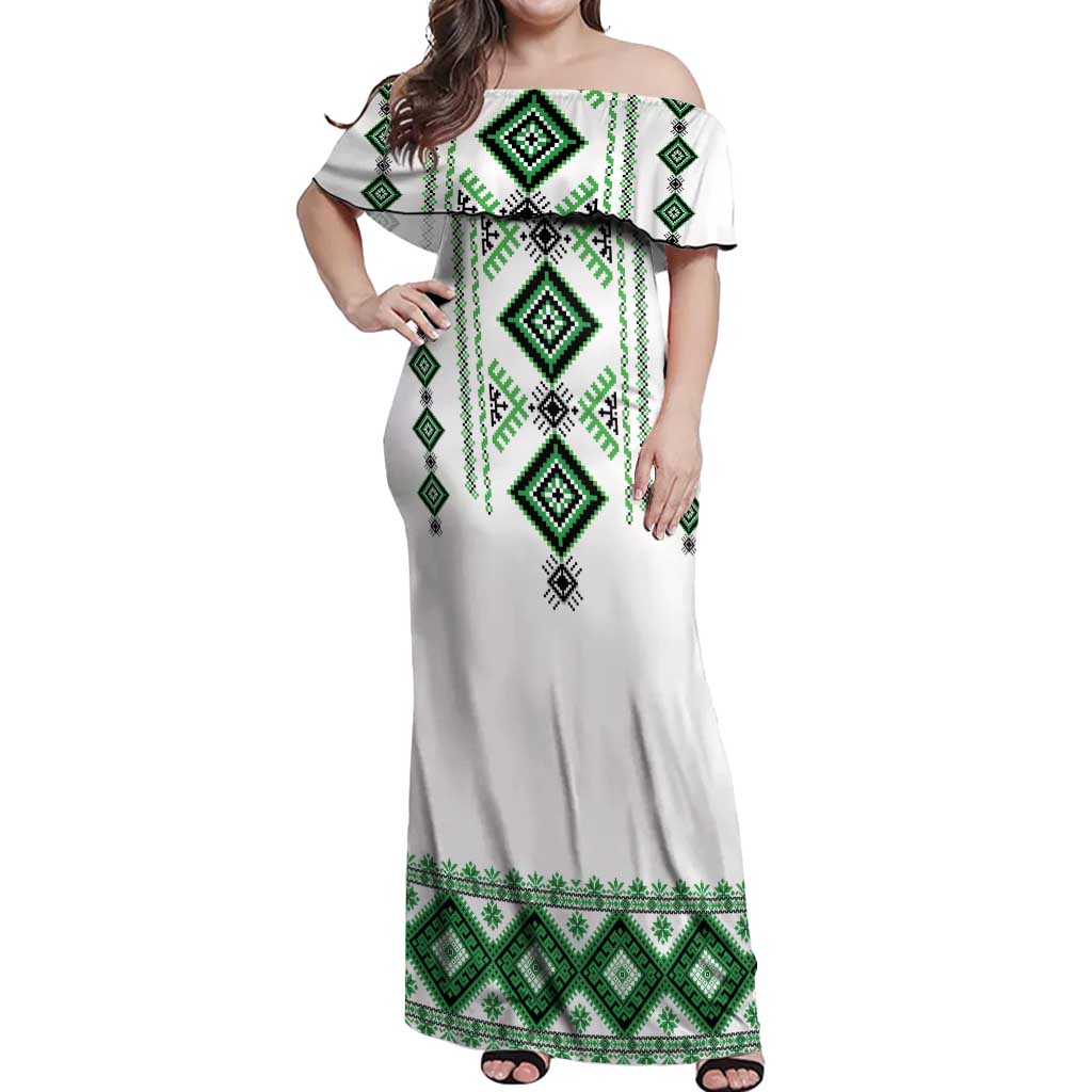Ukraine Vyshyvanka Inspired Off Shoulder Maxi Dress Ukrainian Traditional Folk Pattern