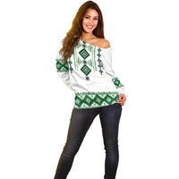 Ukraine Vyshyvanka Inspired Off Shoulder Sweater Ukrainian Traditional Folk Pattern