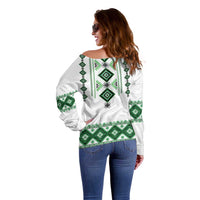 Ukraine Vyshyvanka Inspired Off Shoulder Sweater Ukrainian Traditional Folk Pattern