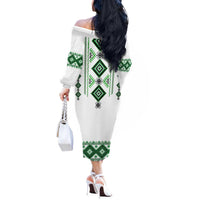 Ukraine Vyshyvanka Inspired Off The Shoulder Long Sleeve Dress Ukrainian Traditional Folk Pattern