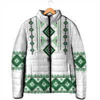 Ukraine Vyshyvanka Inspired Padded Jacket Ukrainian Traditional Folk Pattern